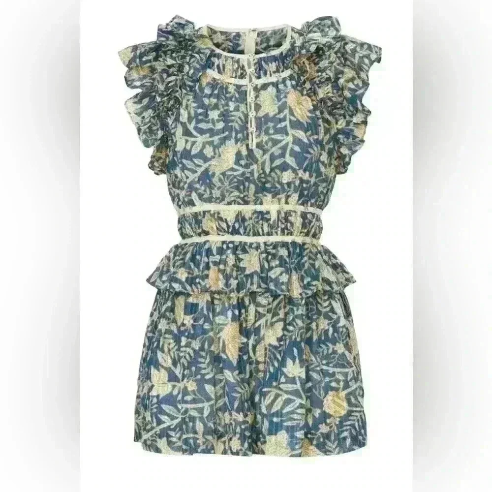 Ulla Johnson Romper Endah Playsuit Floral Retails $445 Bohemian Teal‎ Fairy 6